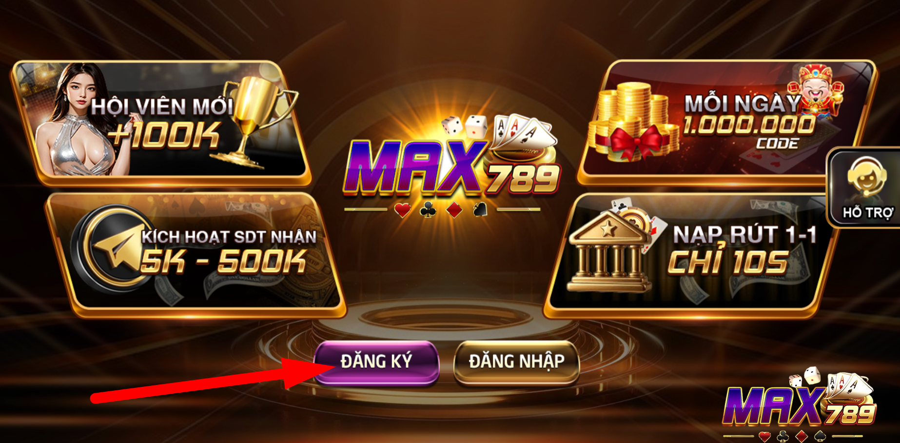 Người chơi truy cập vào cổng game để tạo tài khoản