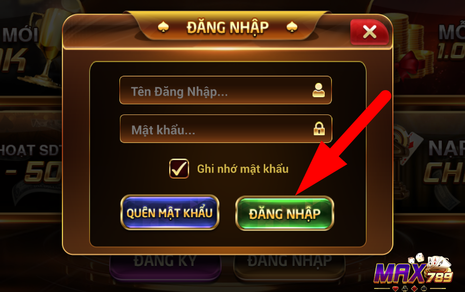 Xác nhận đăng nhập Max789