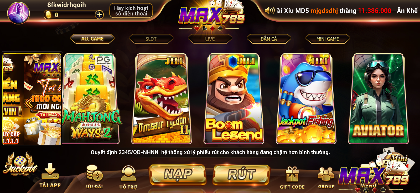 Điểm ấn tượng trong giao diện Max789