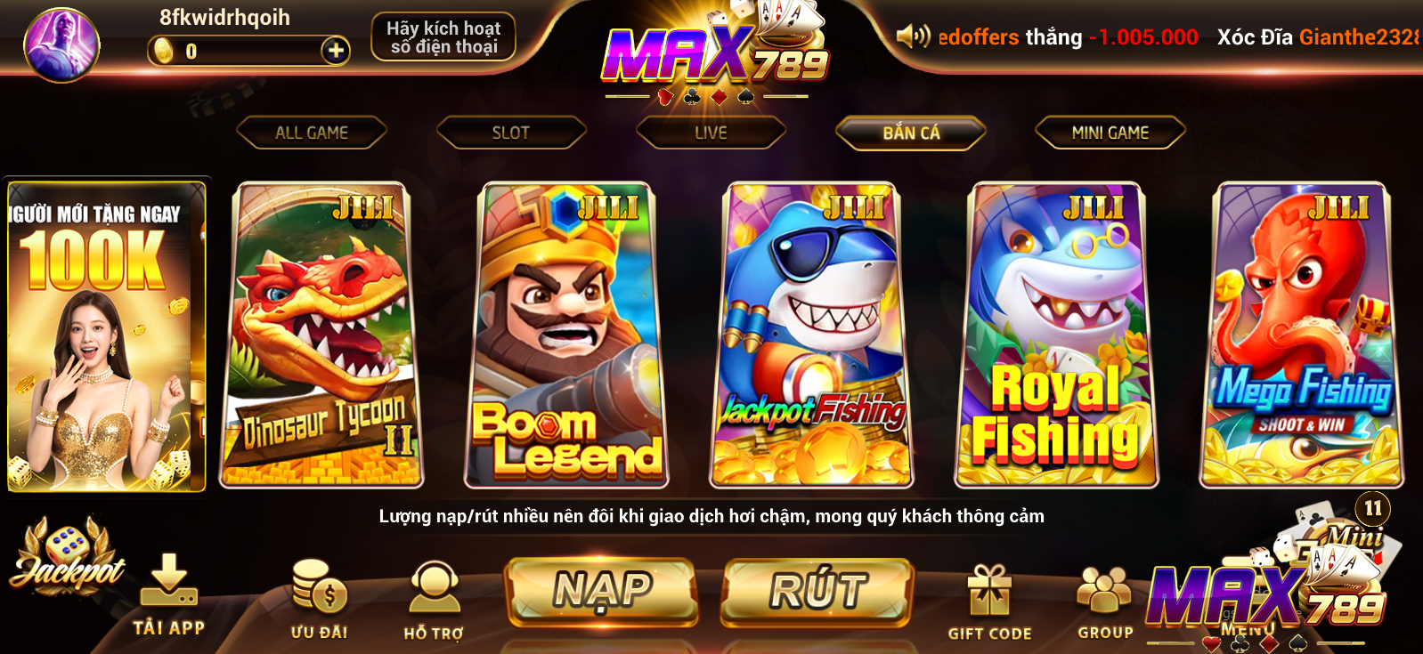 Game bắn cá tại Max789