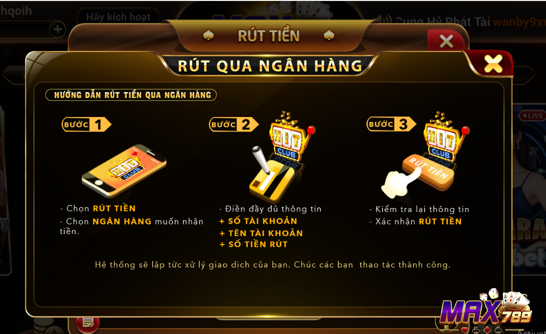 Giải đáp những thắc mắc liên quan đến việc rút tiền Max789