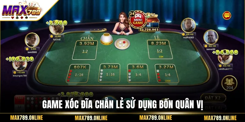 Game xóc đĩa chẵn lẻ sử dụng bốn quân vị