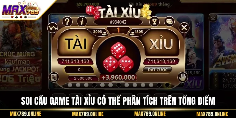 Soi cầu game tài xỉu có thể phân tích trên tổng điểm